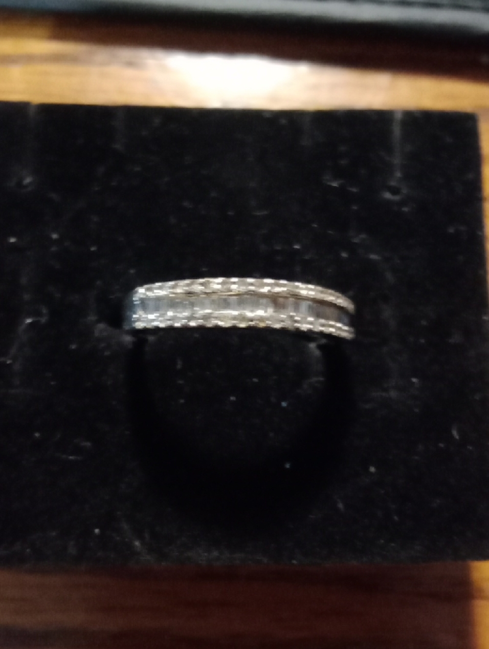 Silver Diamond 3 Row Baguette Band Ring - Women Jewelry
